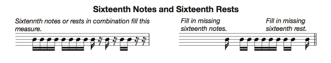 sixteenth notes and rests